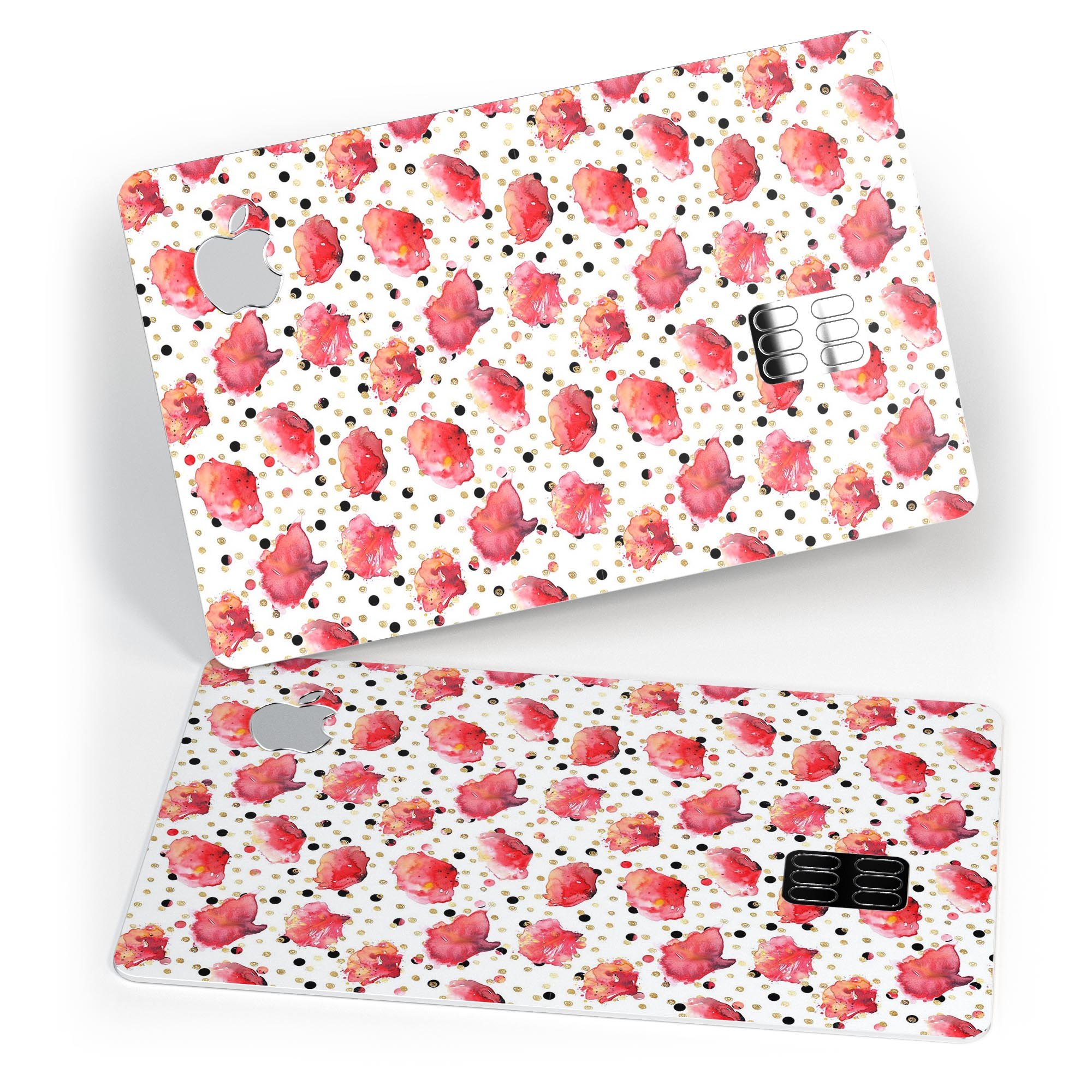 Karamfila Watercolo Poppies V3 decal skin applied on an Apple Card, showcasing vibrant colors and a sleek design.